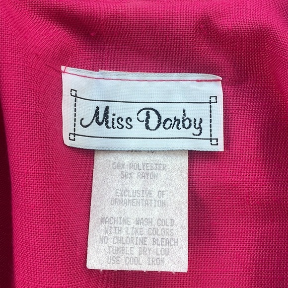 Miss Dorby Vintage Collared Button Down Dress Hot Pink 16 - Picture 5 of 7